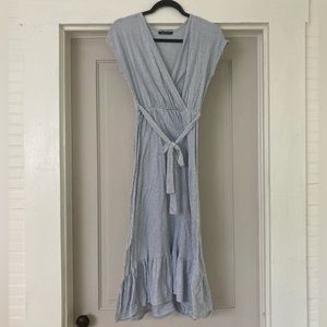 Caution To The Wind Blue Striped Midi Dress, Nursing Friendly!